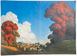 vintage calendar art with cottages, cabins, etc. circa 1930s-1940s